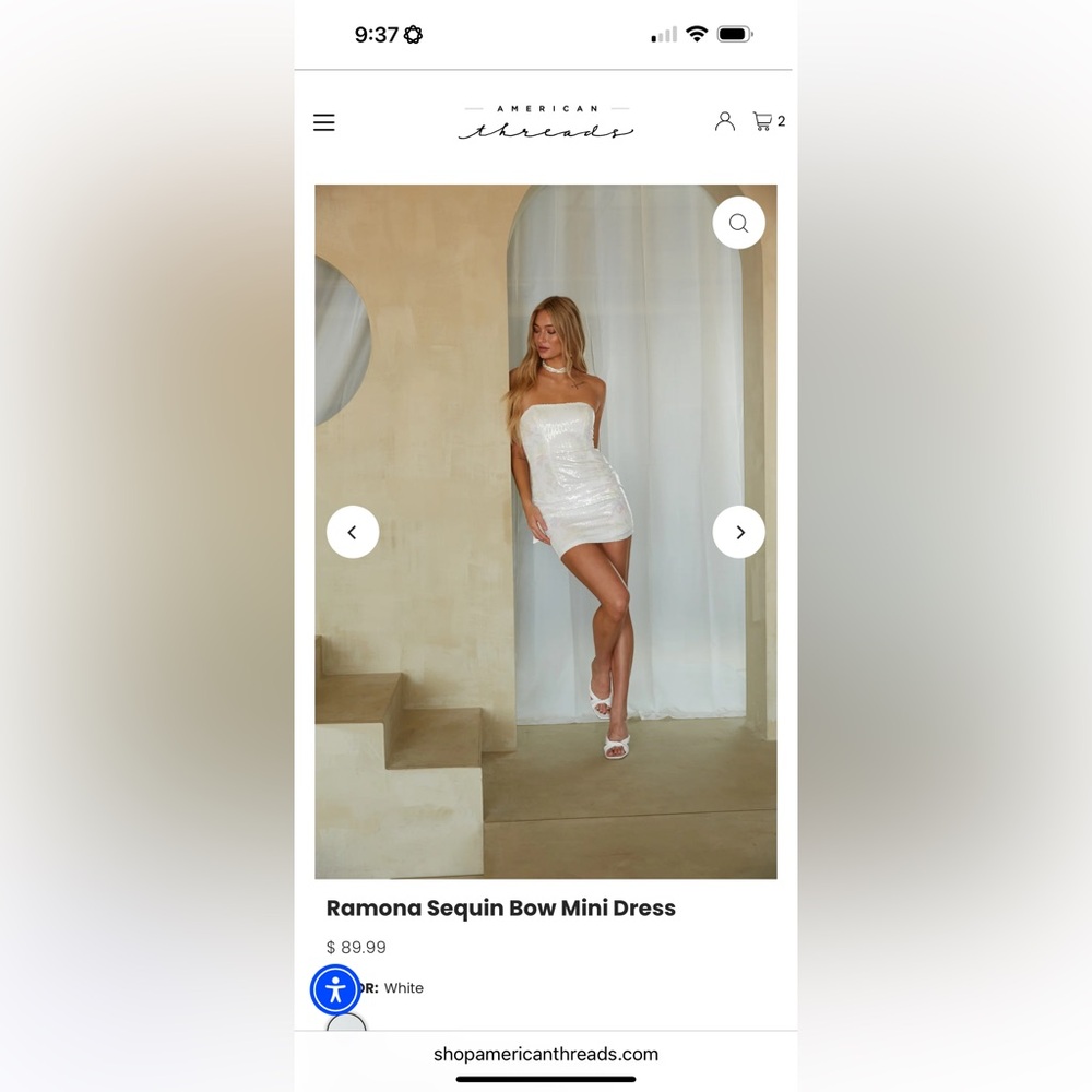 Elegant White Strapless Sequin Dress